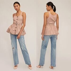 NWT Marissa Webb Brielle Canvas and Tulle Seamed Trench Vest Top Blouse